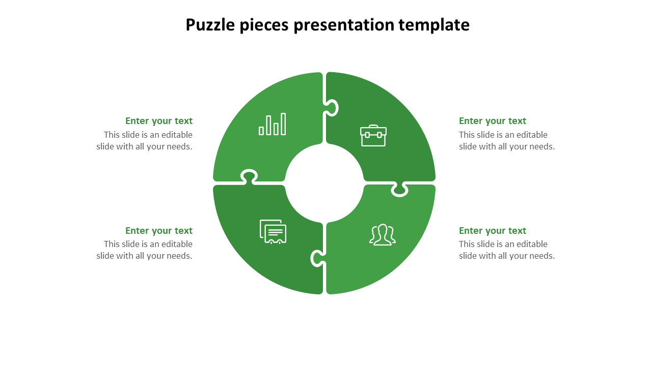 Free - Outstanding Puzzle Pieces Presentation Template -4 Node